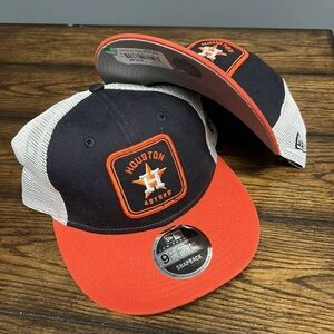 Houston Astros Hat NE 9Fifty Snapback Low Pro Black Squared Patch Mesh Back Cap